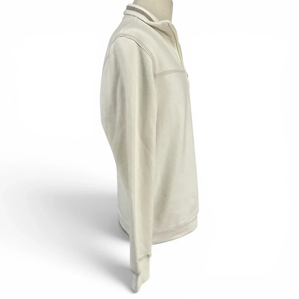 Arrow Mens Quarter Zip Pullover Sweatshirt‎ Cream Off White Small Mock Neck